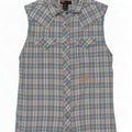 Chemise sans manches graphique en coton à carreaux bleu moyen | Diesel Homme