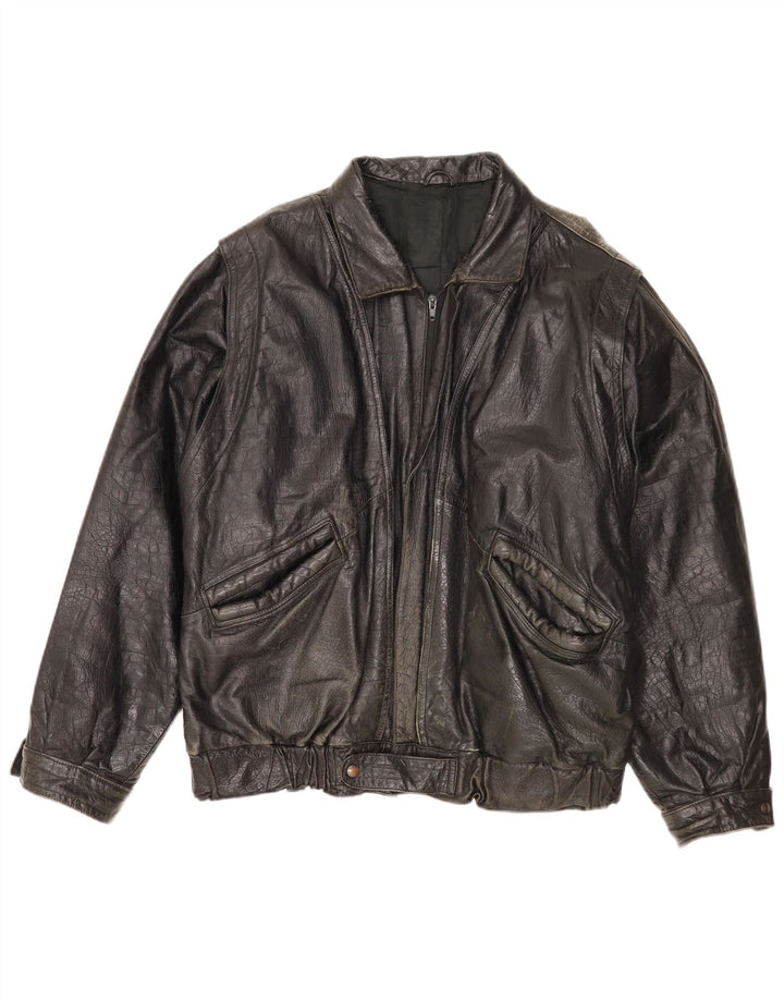 Veste en cuir homme vintage IT 52 XL Cuir noir