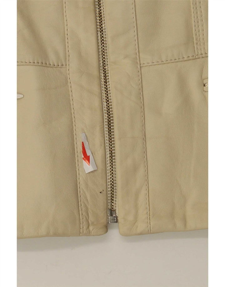 Veste en cuir femme vintage IT 42 Cuir Beige Moyen
