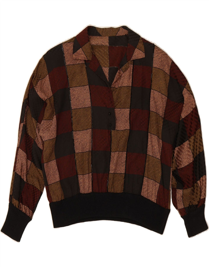 VINTAGE Womens Long Sleeve Blouse Top UK 18 XL Brown Patchwork Vintage Vintage and Second-Hand Vintage from Messina Hembry 