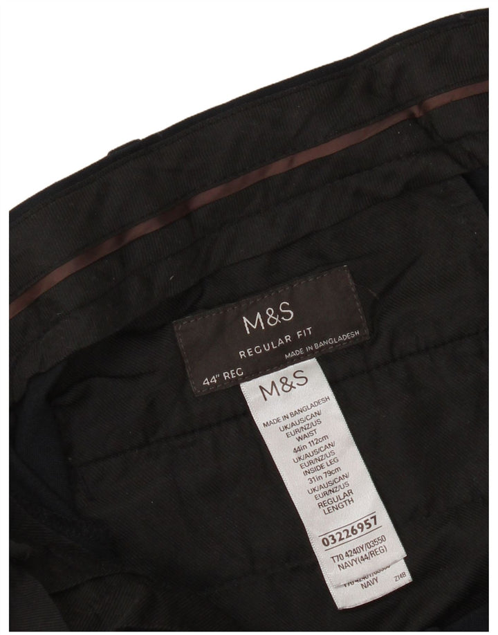Marks & Spencer Pantalon décontracté coupe classique pour homme W44 L31 Bleu marine