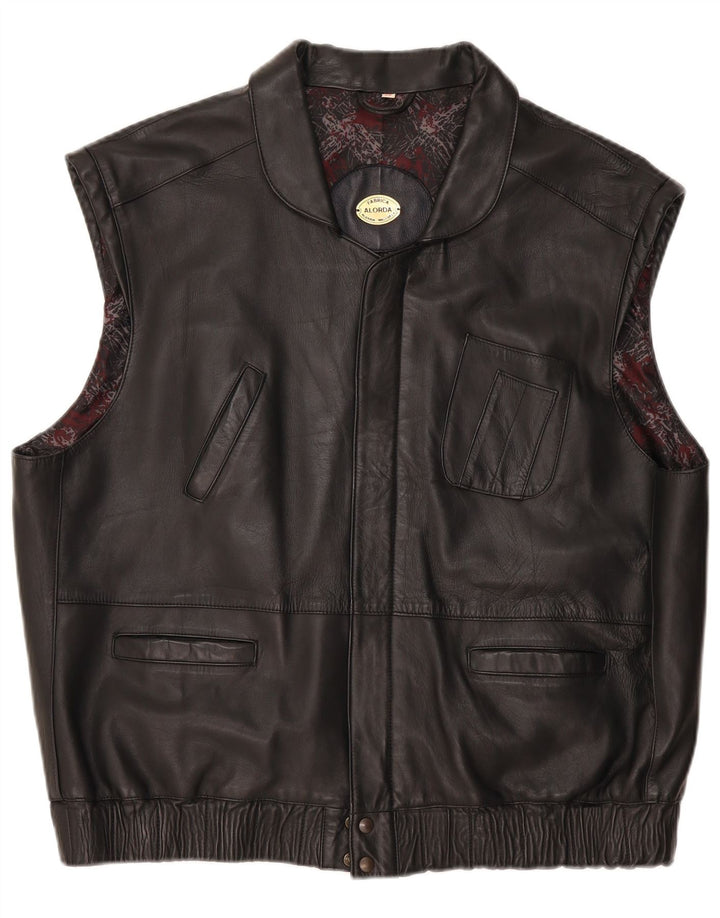 Gilet en cuir homme vintage IT 58 3XL Cuir noir