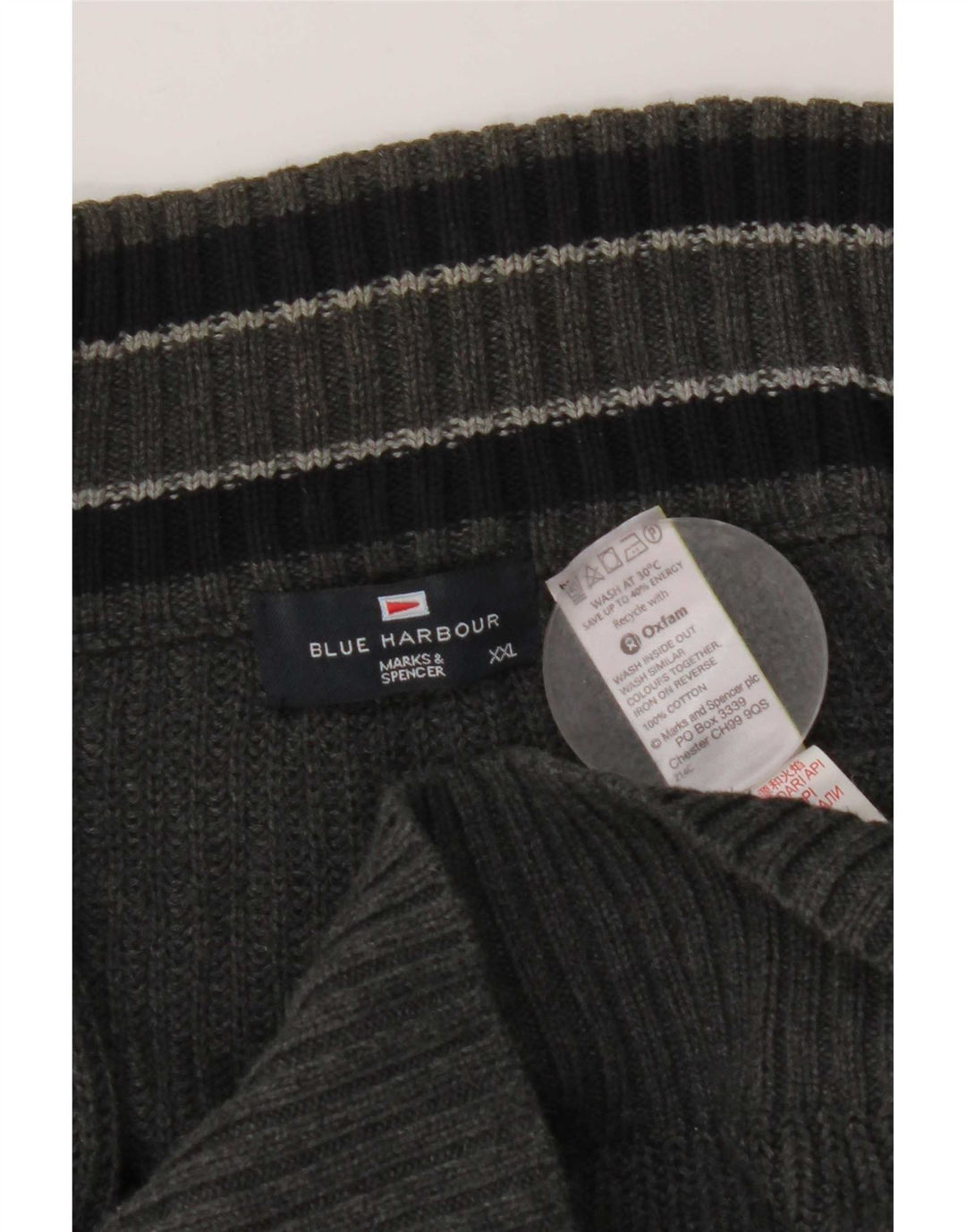 Marks & Spencer Pull Cardigan Blue Harbour pour Homme 2XL Gris Coton
