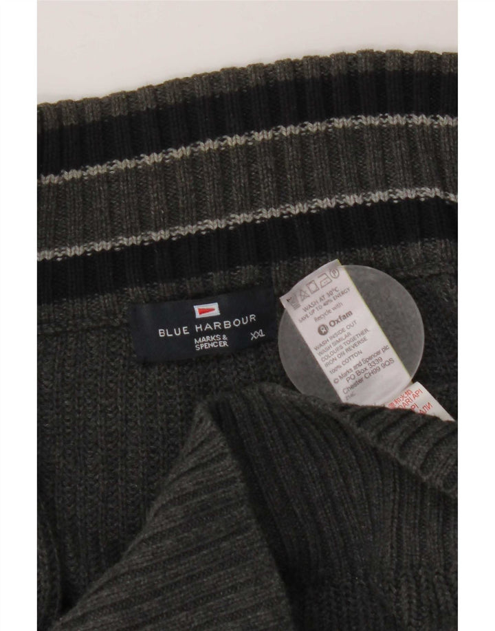 Marks & Spencer Pull Cardigan Blue Harbour pour Homme 2XL Gris Coton
