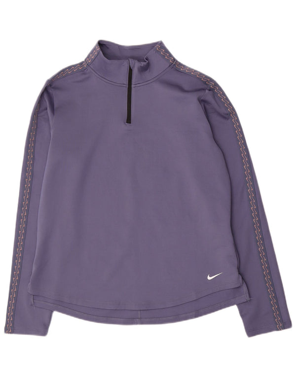 Nike Haut à manches longues Therma-Fit avec col zippé pour femme Violet moyen UK 14