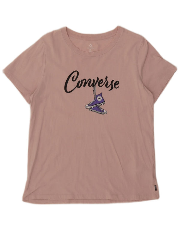 Converse T-shirt graphique pour femme UK 14 Large Rose Coton