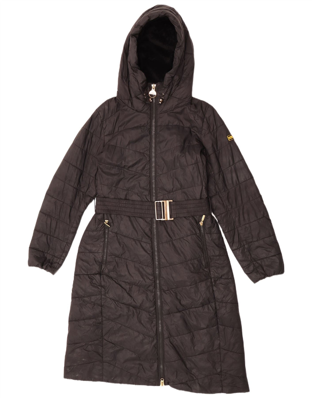 Barbour Veste matelassée à capuche pour femme Taille 12 Noir Polyamide