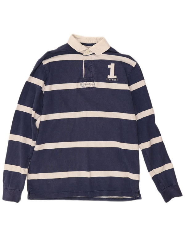 Hackett Polo de rugby à manches longues pour homme Petit bleu marine rayé