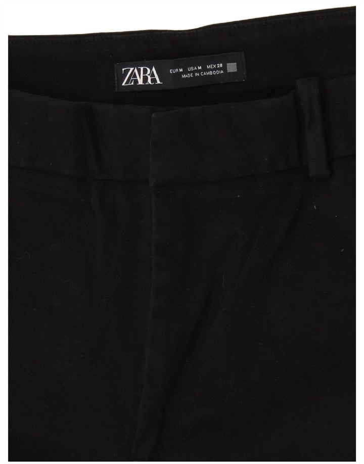 Zara Pantalon court droit pour femme Medium W28 L26 Coton noir