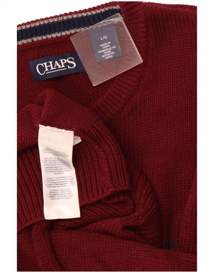 CHAPS Pull col rond pour homme en coton bordeaux Taille L
