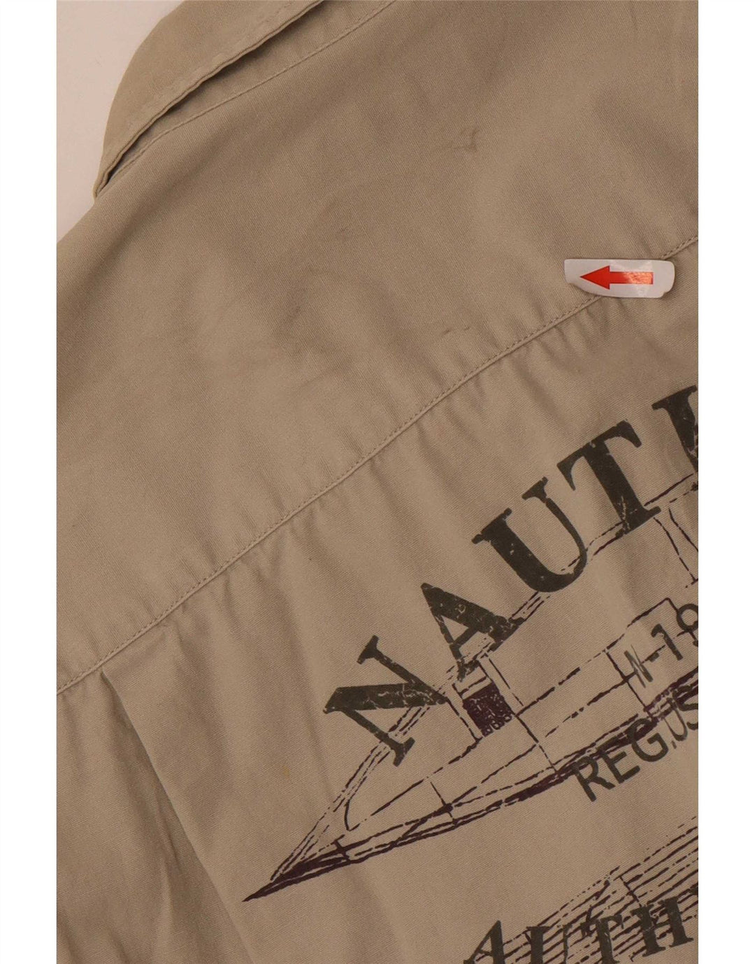 Nautica Chemise Graphique à Manches Courtes Homme Coton Beige Moyen