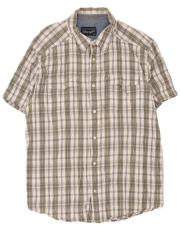 Wrangler Chemise à manches courtes pour homme Coupe régulière 2XL Vert à carreaux en coton