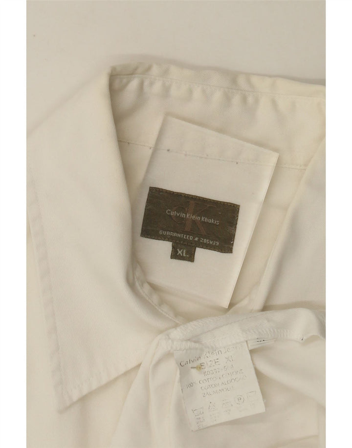 CALVIN KLEIN Chemise à Manches Courtes Khakis Homme Blanc XL Coton