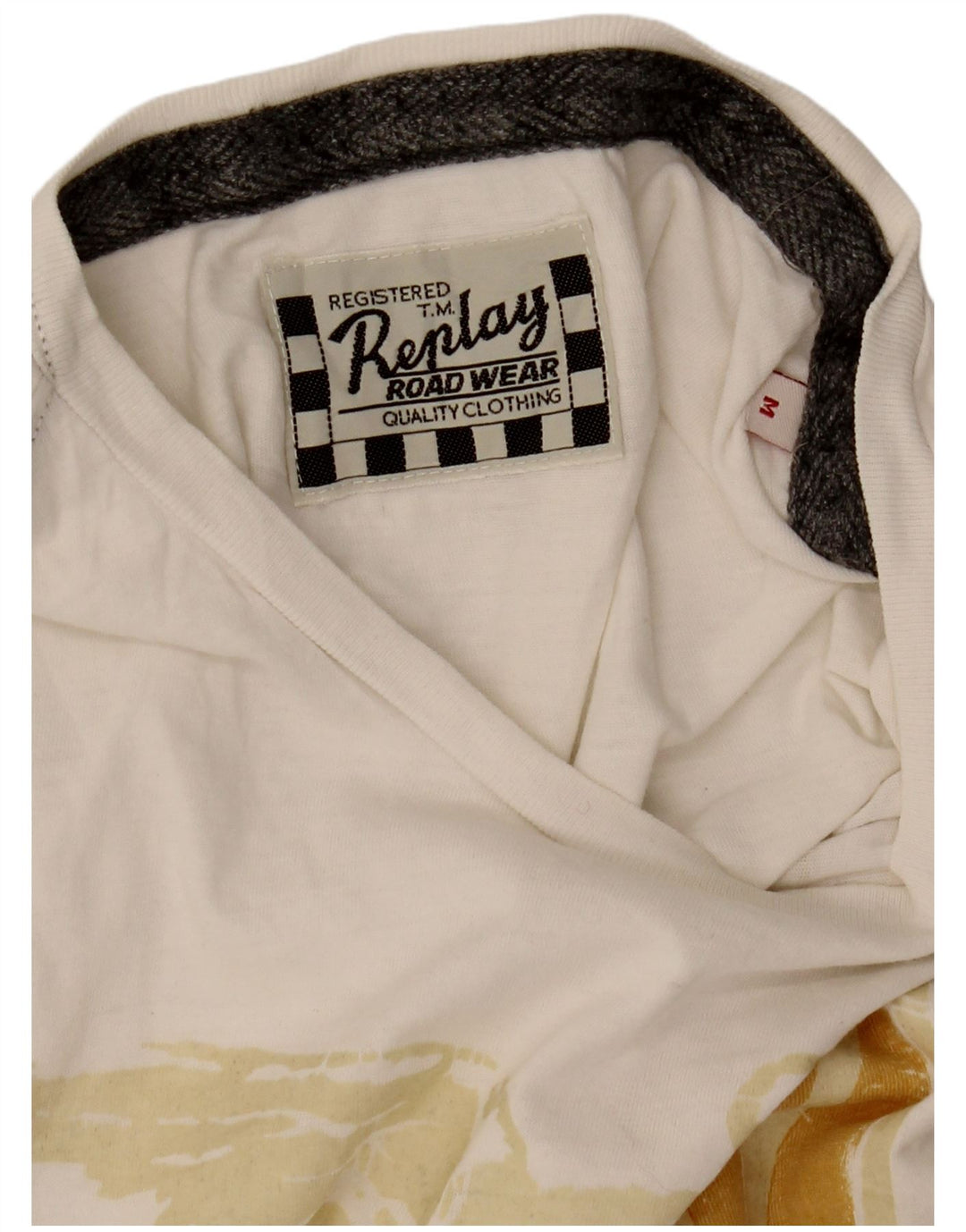 Replay T-Shirt Graphique Homme Blanc Moyen