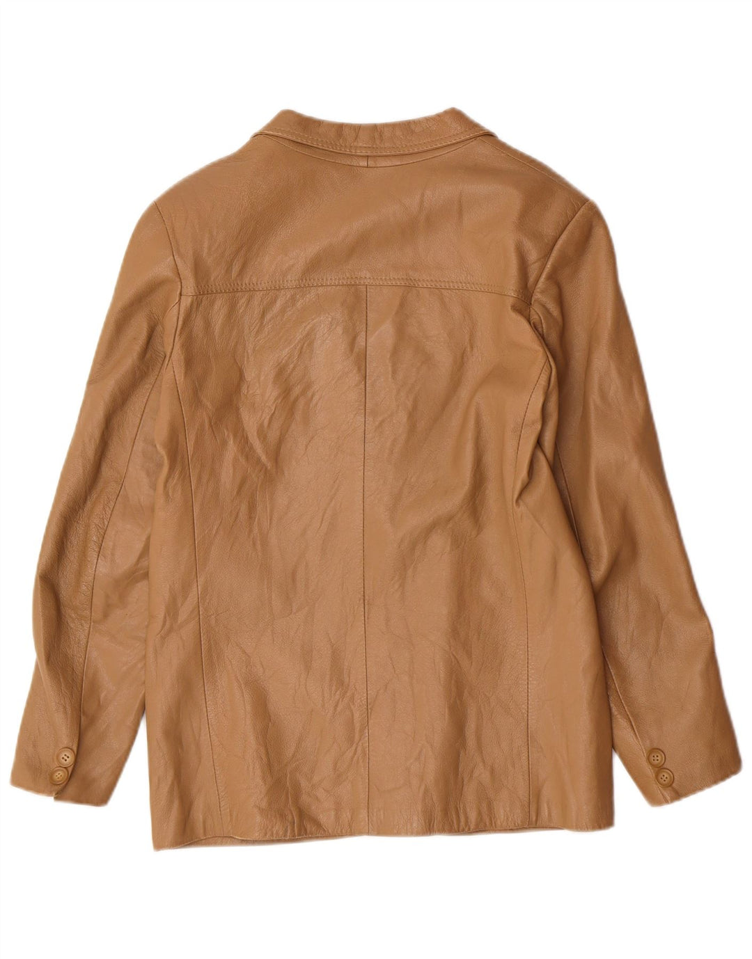 vintage Femme 2 Bouton Blazer Veste IT 44 Moyen Beige Cuir Classique