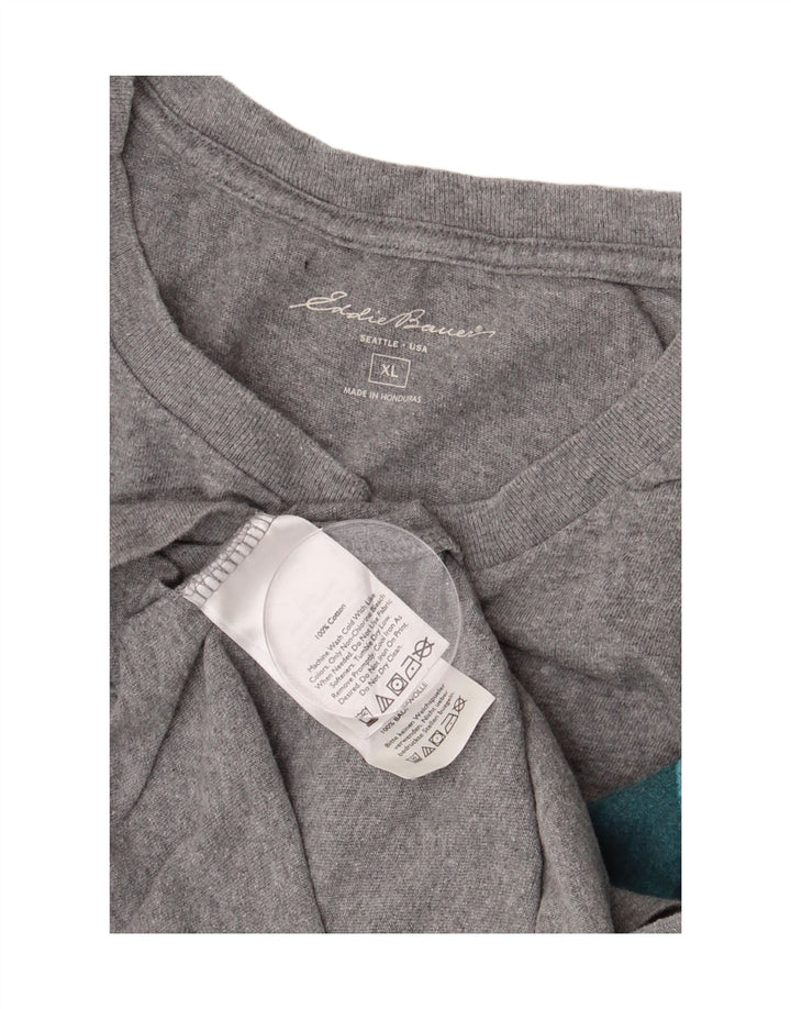 EDDIE BAUER T-Shirt Graphique Homme Top XL Gris Coton