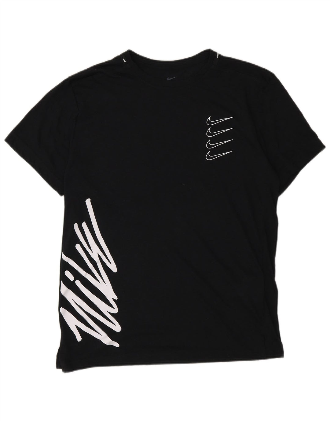 Nike Hommes Dri Fit Standard Fit Graphic T-Shirt Haut Petit Noir Polyester