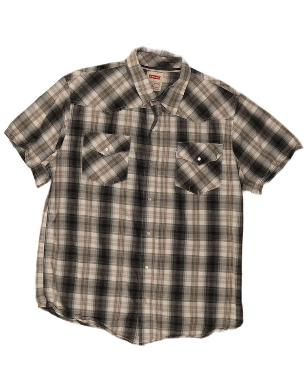 Levi's Chemise Moderne à Manches Courtes Homme Gris Plaid Coton