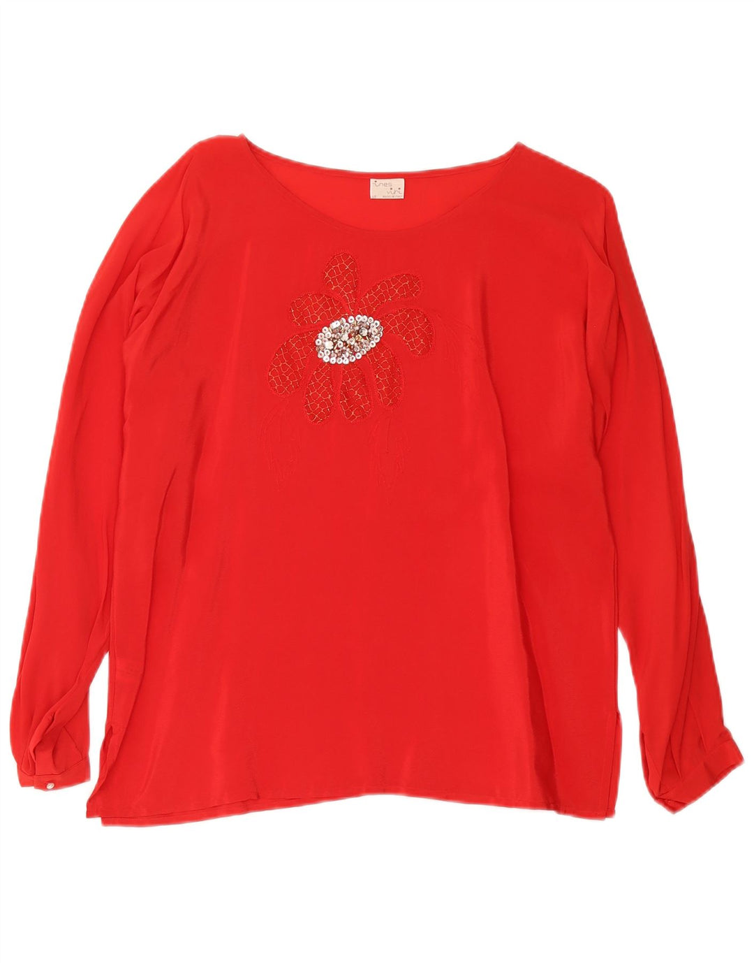 Ines Blouse Top IT 46 Large Acétate Floral Rouge