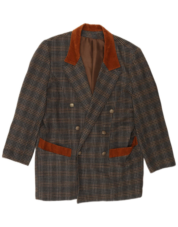 VINTAGE Veste blazer longue pour homme UK 40 Grand pied-de-poule gris