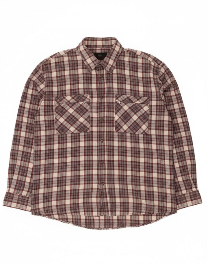European Project Chemise en flanelle pour homme XL en coton à carreaux gris