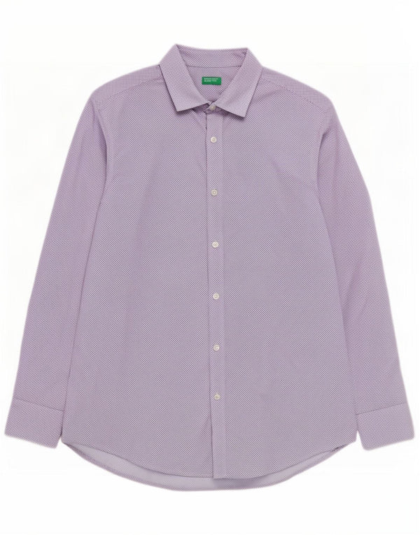 Benetton Chemise Homme Bleu Moyen Taché