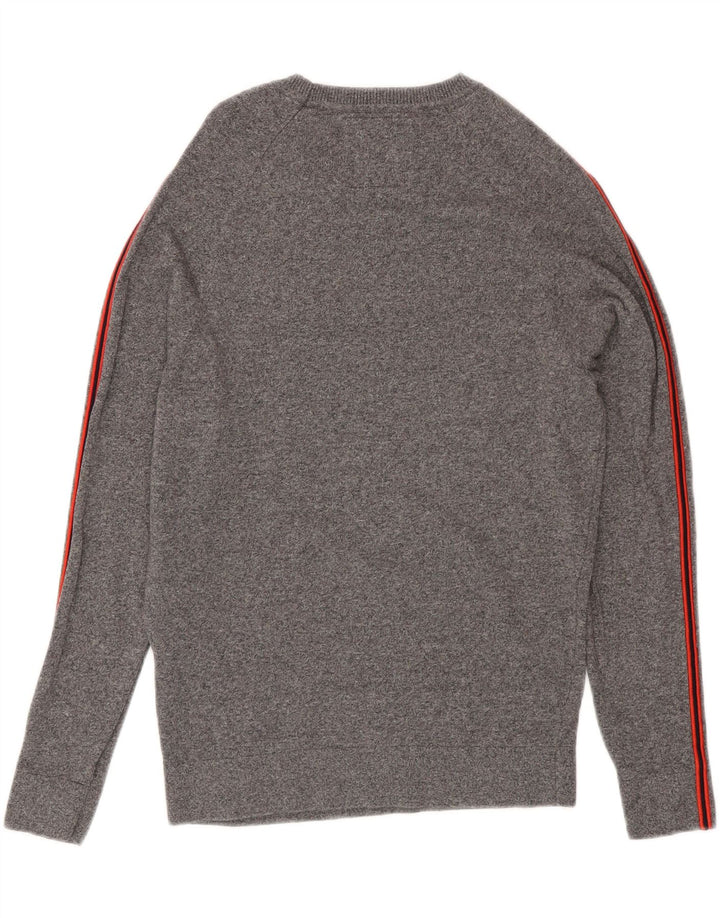 SUPERDRY Mens Crew Neck Jumper Sweater Small Grey Flecked Cotton