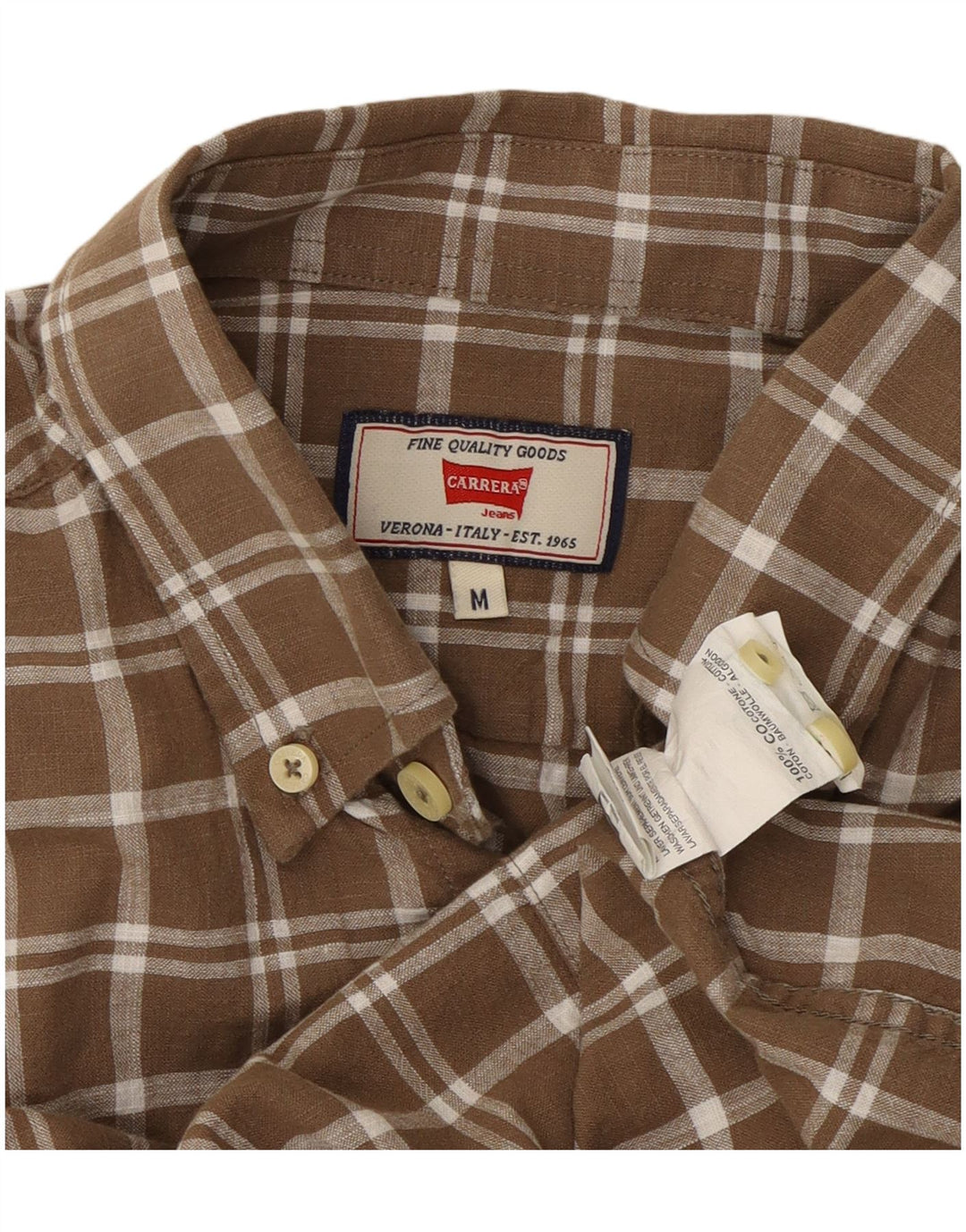 Carrera Chemise à Manches Courtes Homme Marron Moyen Carreaux Coton