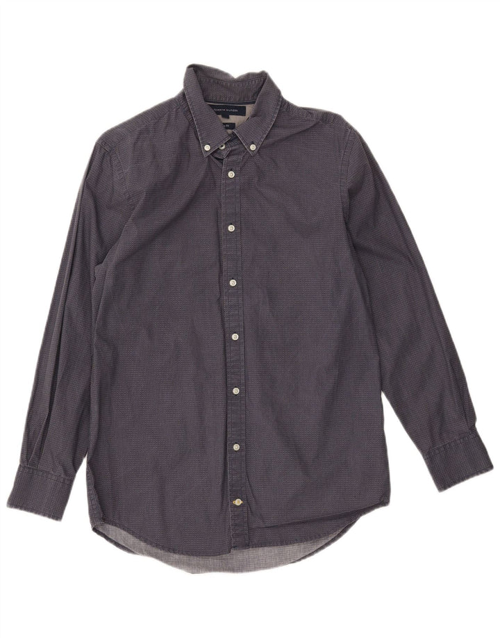 TOMMY HILFIGER Chemise Slim Fit Homme Bleu Marine Moyen Coton Tacheté