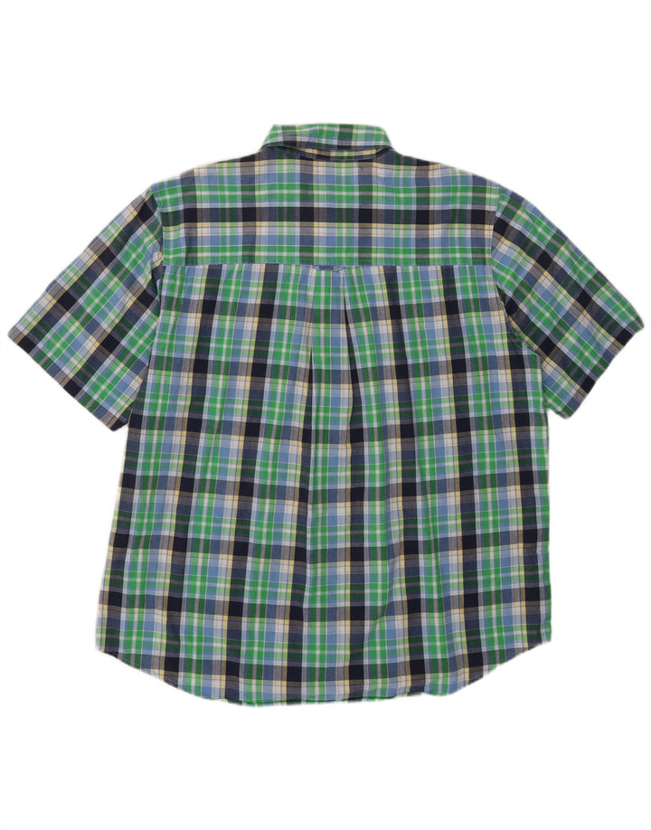 Chaps Chemise à manches courtes pour homme XL en coton à carreaux vert