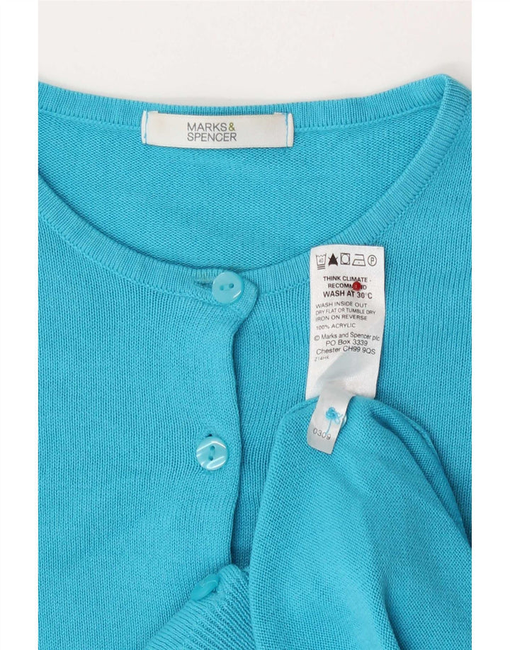 Marks & Spencer Pull Cardigan Femme UK 8 Petit Acrylique Turquoise