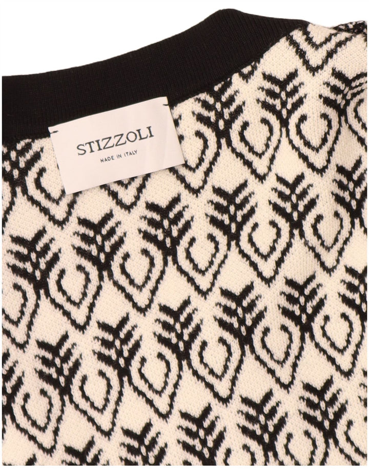 STIZZOLI Femme Cardigan Long Pull IT 46 Grand Blanc Géométrique
