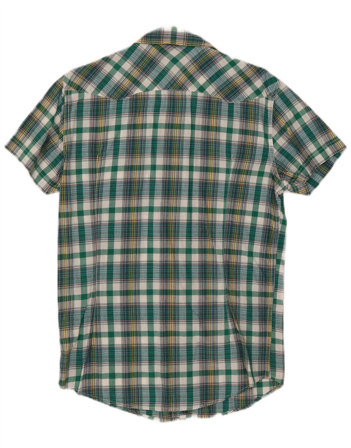 Lee Chemise à Manches Courtes Rider Homme Vert Moyen à Carreaux en Coton