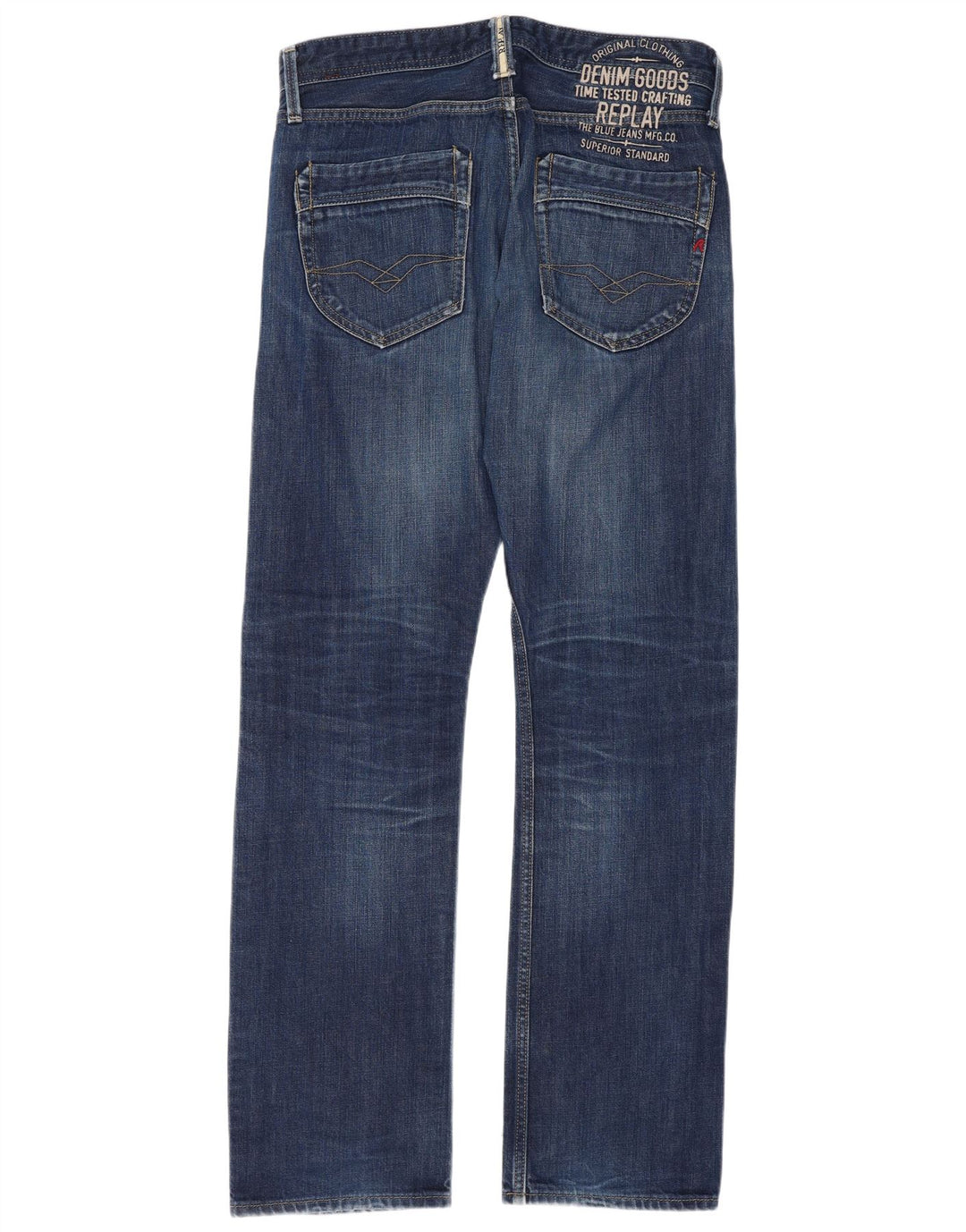 Replay Jean droit homme W31 L34 bleu marine coton