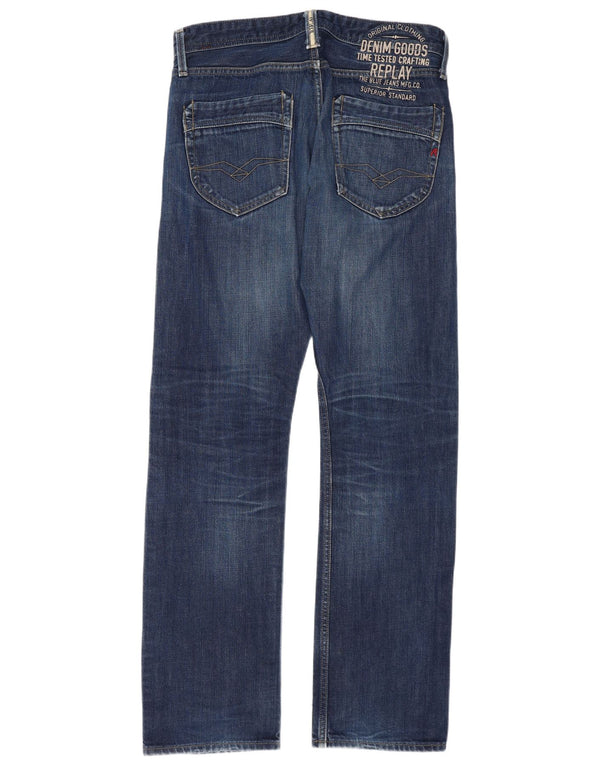 Replay Jean droit homme W31 L34 bleu marine coton