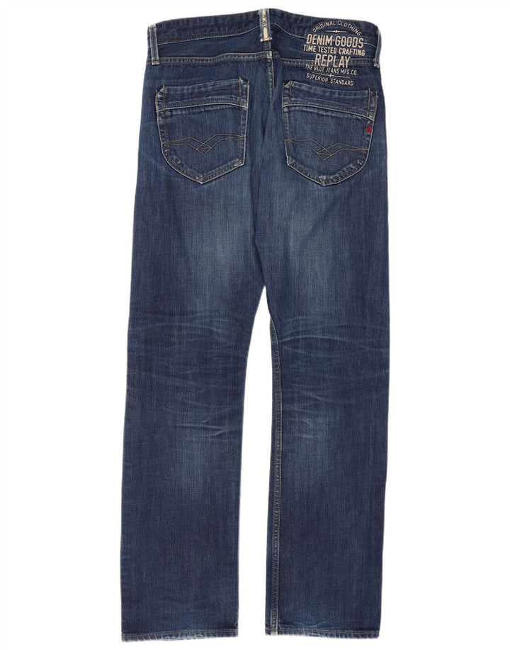 Replay Jean droit homme W31 L34 bleu marine coton