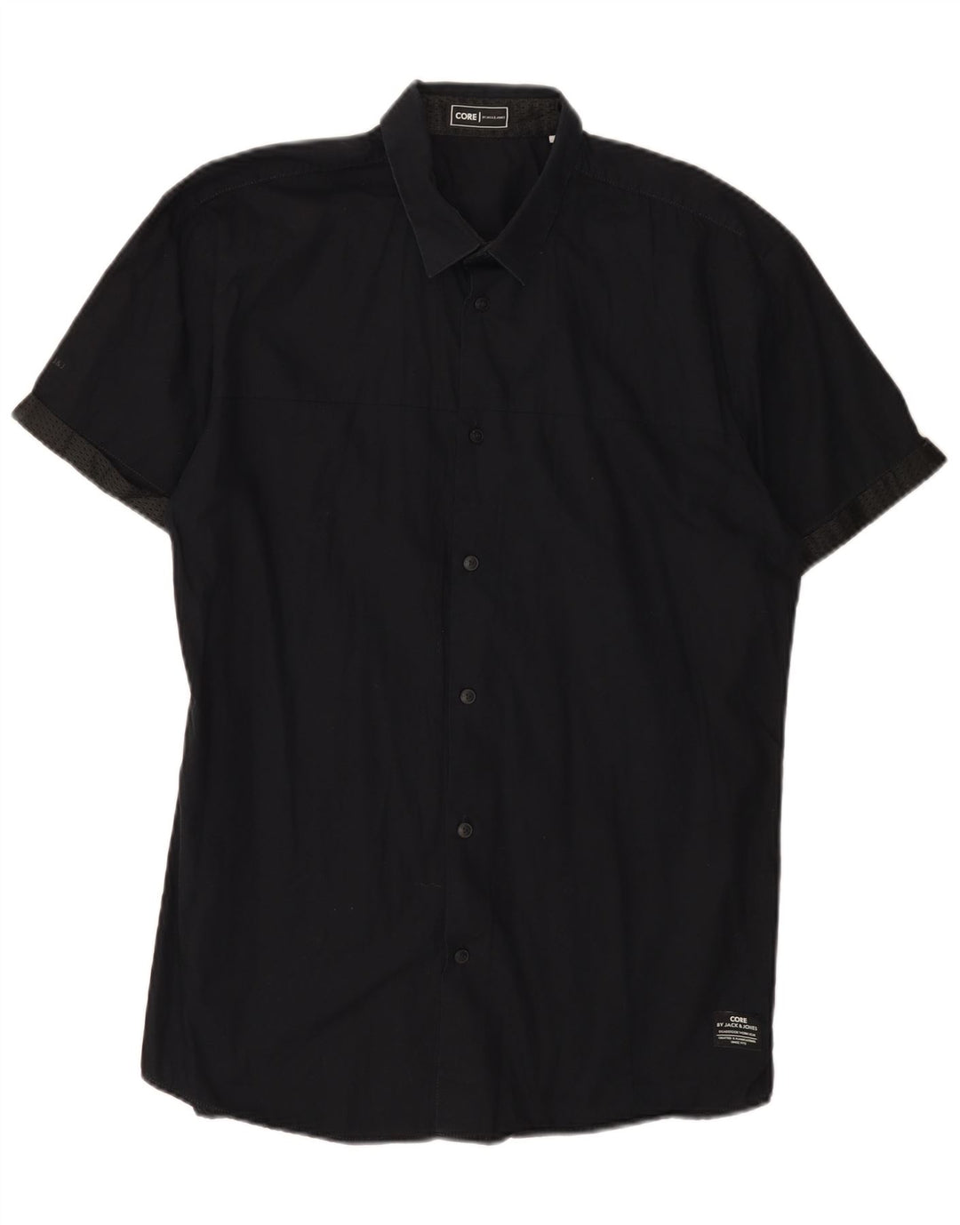 Jack & Jones Chemise à manches courtes pour homme Large Noir Coton