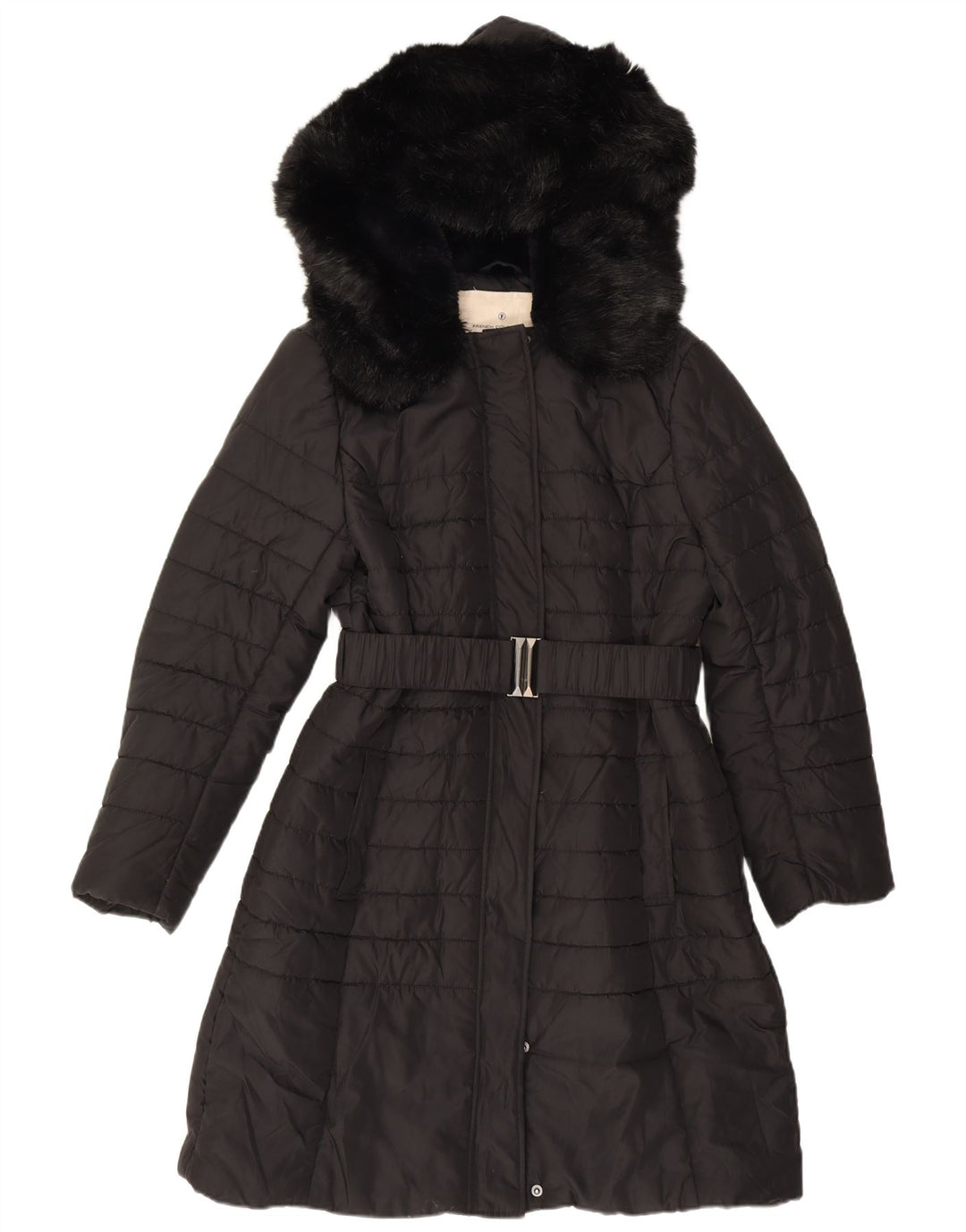 French Connection Manteau rembourré à capuche pour femme UK 12 Medium Noir Polyester