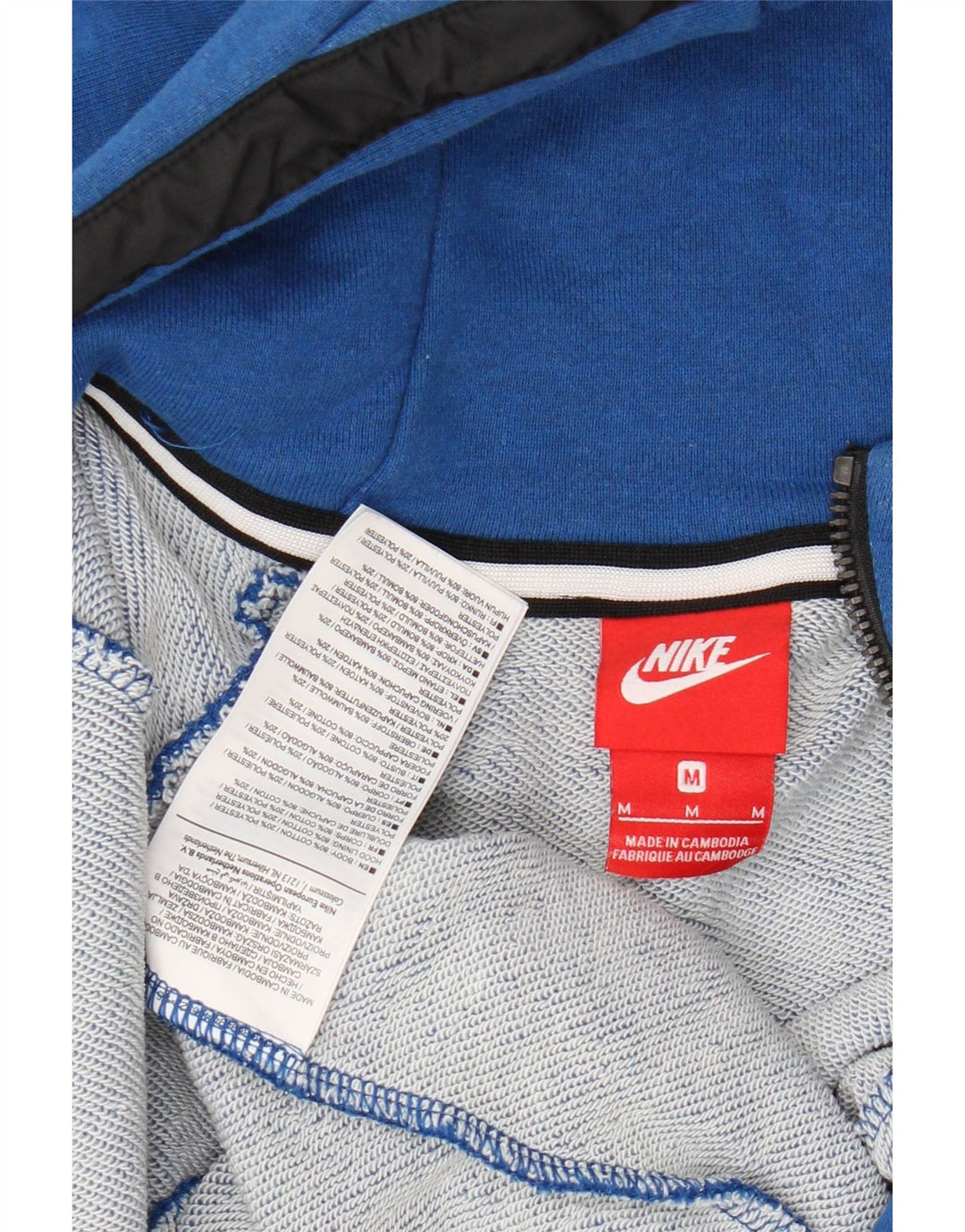 NIKE Pull à capuche zippé pour homme en coton bleu moyen