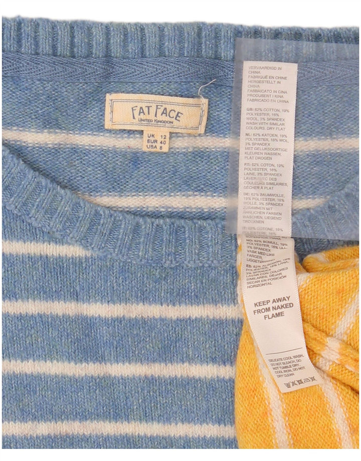 FAT FACE Pull ras du cou pour femme UK 12 Bleu moyen rayé