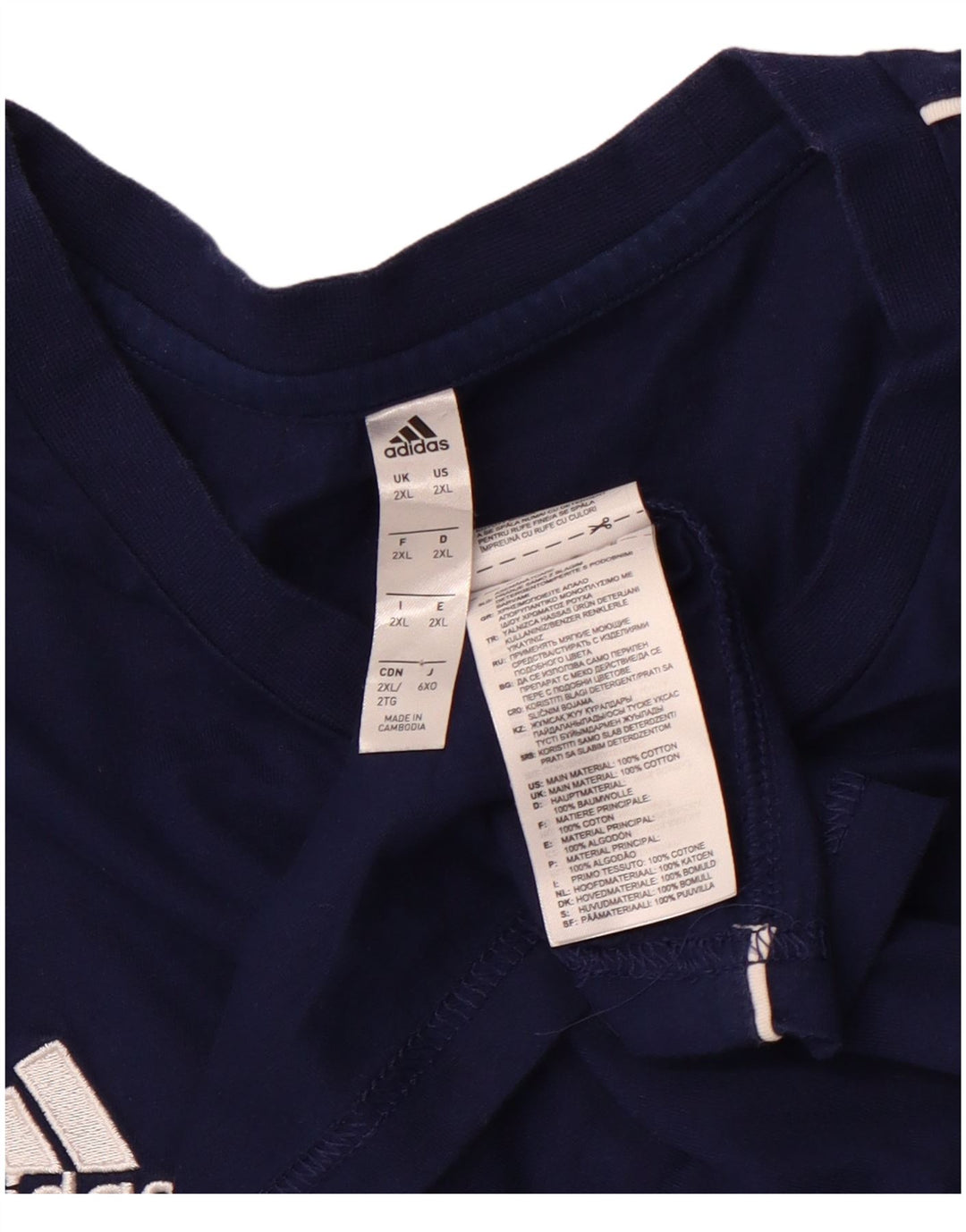 ADIDAS T-Shirt Homme Top 2XL Bleu Marine Coton