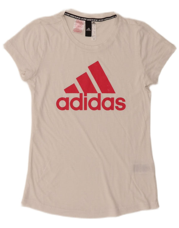 Adidas T-Shirt Graphique Fille 14-15 ans Blanc Polyester