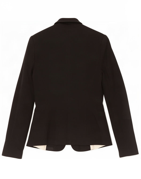 Zara Veste Blazer 1 Bouton Femme UK 10 Petite Viscose Noire