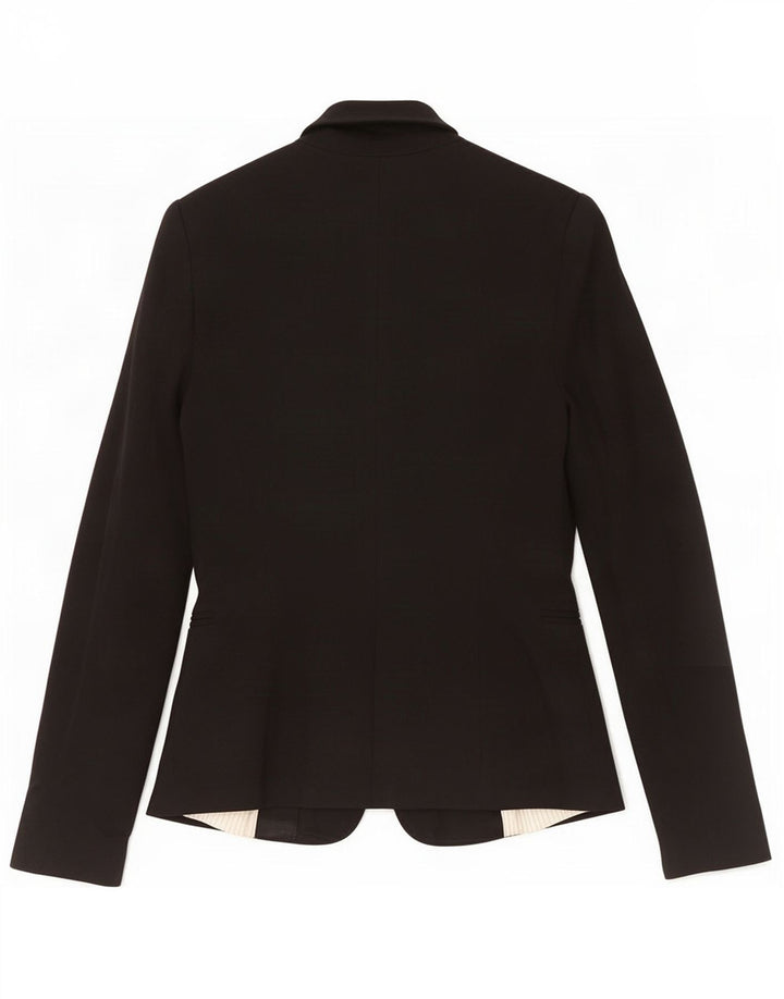 Zara Veste Blazer 1 Bouton Femme UK 10 Petite Viscose Noire