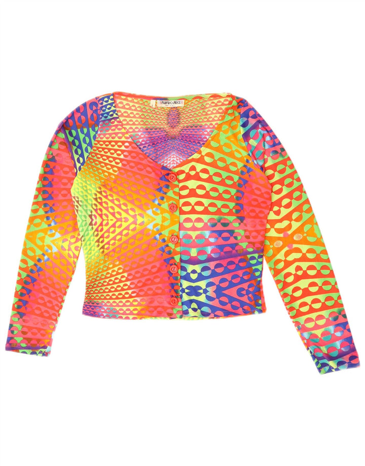 Naracamicee Womens Crop Top UK 12 Moyen Soie Géométrique Multicolore