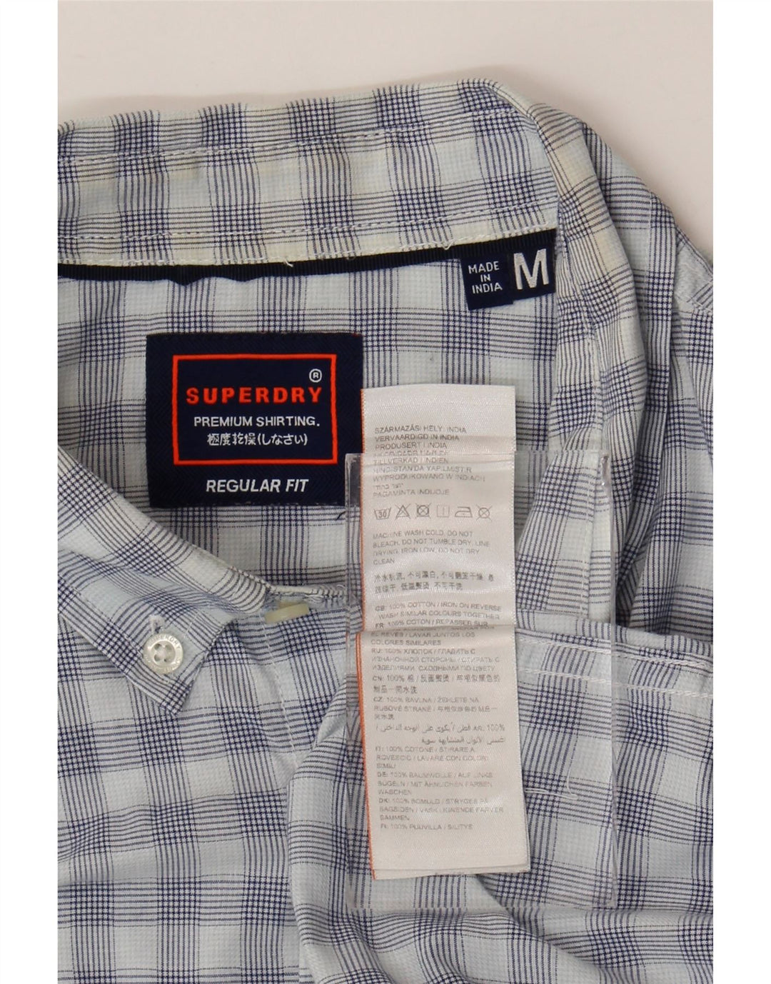 Superdry Chemise à Manches Courtes Regular Fit Homme Bleu Moyen Vichy Coton