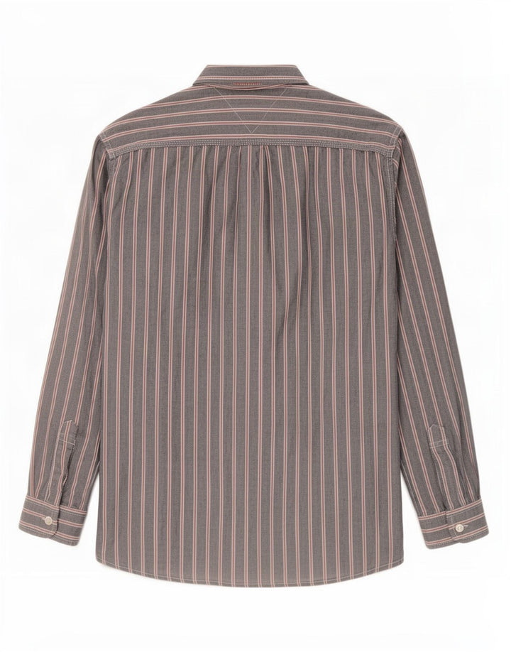 Tommy Hilfiger Chemise Homme Gris Moyen En Coton À Fines Rayures