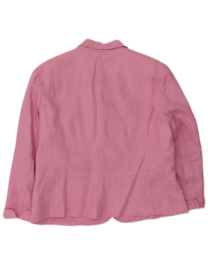 Chaps Veste Blazer 4 Boutons à Manches 3/4 pour Femme UK 18 XL Lin Rose