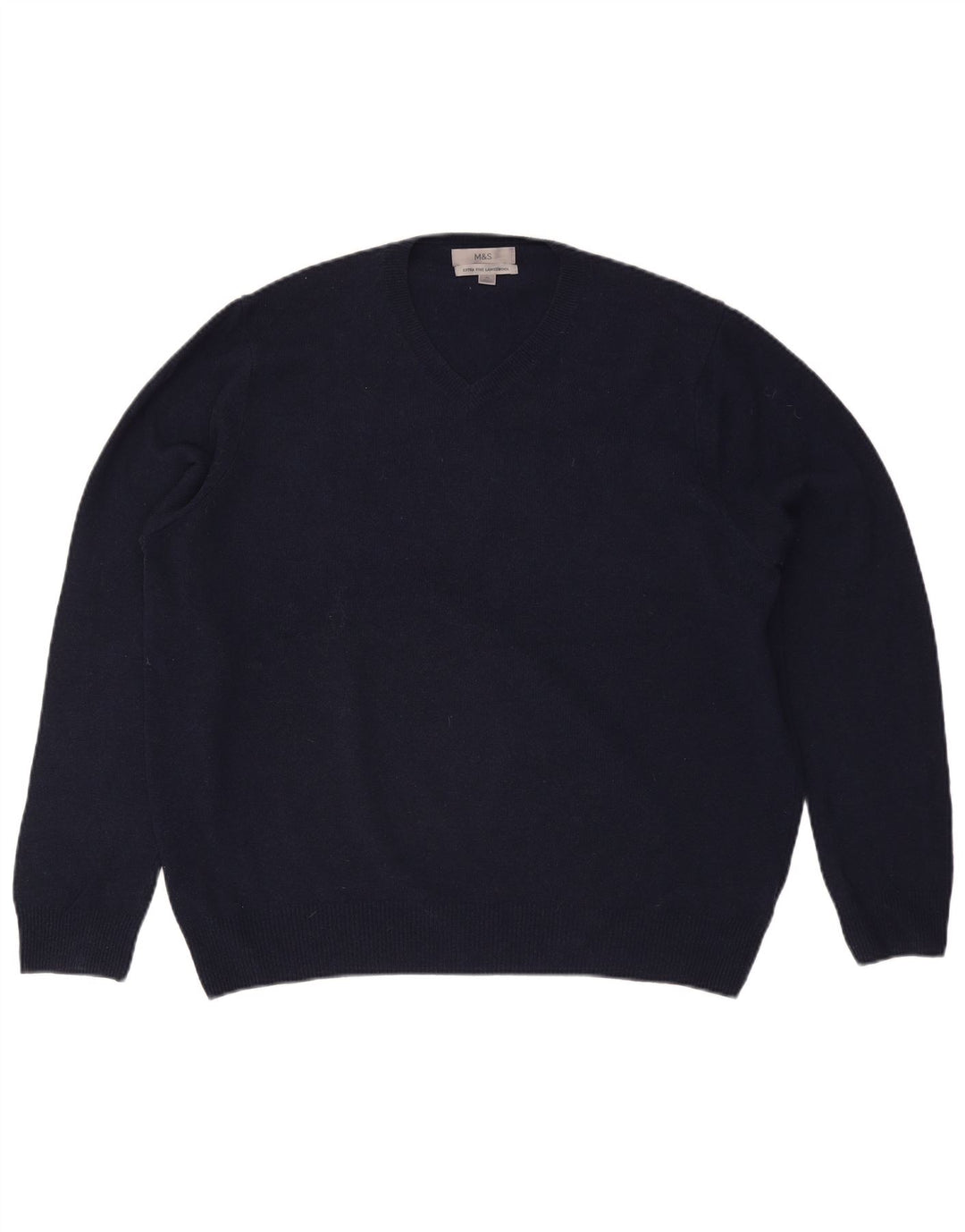 Marks & Spencer Pull col V pour homme XL en laine bleu marine
