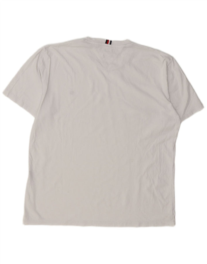 TOMMY HILFIGER T-Shirt Femme Top UK 18 XL Blanc Coton